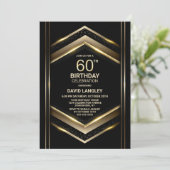 Invitation Black Gold moderne 60e fête d'anniversaire (Debout devant)