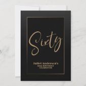 Invitation Black Gold moderne 60e fête d'anniversaire (Dos)