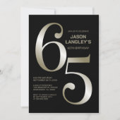 Invitation Black Gold moderne 65e fête d'anniversaire (Devant)