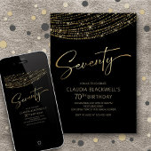 Invitation Black Gold moderne 70e anniversaire