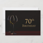 Invitation Black Gold moderne 70e Anniversaire Vin Glass Part (Dos)
