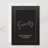 Invitation Black Gold moderne 70e fête d'anniversaire (Dos)