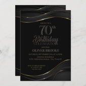 Invitation Black Gold moderne 70e fête d'anniversaire (Devant / Derrière)