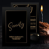 Invitation Black Gold moderne 70e fête d'anniversaire