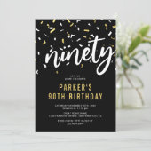 Invitation Black & Gold moderne 90th Birthday Party Invitatio (Debout devant)
