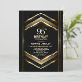 Invitation Black Gold moderne 95e fête d'anniversaire (Debout devant)
