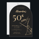 Invitation Black Gold moderne Cocktail 50th Birthday<br><div class="desc">Une invitation au 50e anniversaire,  en noir et or,  moderne et minimaliste,  présente mon illustration manuscrite unique avec un script ludique et une typographie moderne pour célébrer votre cinquantième anniversaire. Célébrez votre 50e anniversaire avec style avec notre invitation unique.</div>