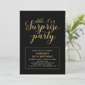 Invitation Black & Gold | Moderne Surprise 50e Anniversaire (Debout devant)