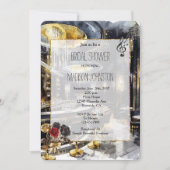 Invitation Black Gold Night Club Fête des mariées florale (Devant)