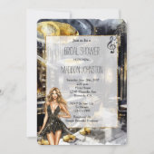 Invitation Black Gold Night Club fille en Fête des mariées ve (Devant)