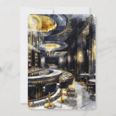 Invitation Black Gold Night Club Party Disco Ball Anniversair (Dos)