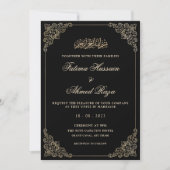Invitation Black Gold Nikah Mariage musulman islamique (Devant)