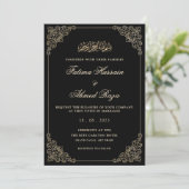 Invitation Black Gold Nikah Mariage musulman islamique (Debout devant)