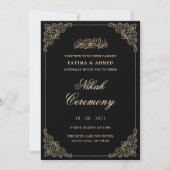 Invitation Black Gold Nikkah Mariage musulman islamique (Devant)