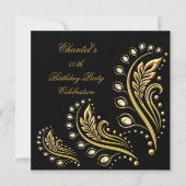 Invitation Black Gold N'importe quel âge Élégante fête d'anni (Devant)