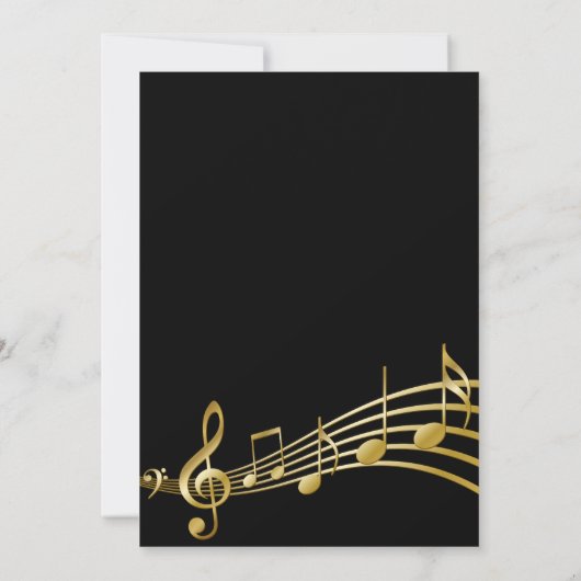 Invitation Black gold notes anniversaire (Dos)