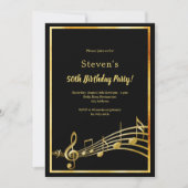 Invitation Black gold notes anniversaire (Devant)