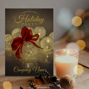 Invitation Black Gold Orament Corporate Holiday Party