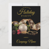 Invitation Black Gold Orament Ruban Entreprise Fête (Devant)