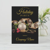 Invitation Black Gold Orament Ruban Entreprise Fête (Debout devant)