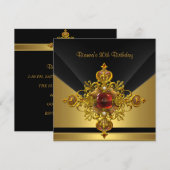 Invitation Black Gold Ornate Jewel 30e fête d'anniversaire (Devant / Derrière)