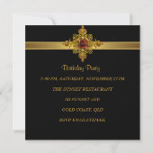 Invitation Black Gold Ornate Jewel 30e fête d'anniversaire (Dos)