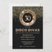 Invitation Black Gold Parties scintillant 30th Birthday Disco (Devant)