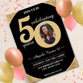 Invitation Black & Gold Parties scintillant 50 Cinquante ans 