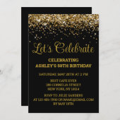 Invitation Black & Gold Parties scintillant 50e anniversaire  (Devant / Derrière)