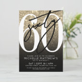 Invitation Black Gold Parties scintillant 60e anniversaire (Debout devant)