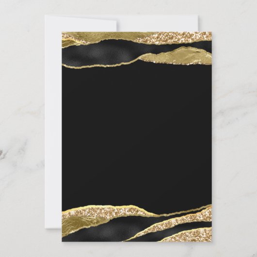 Invitation Black Gold Parties scintillant 60e fête d'annivers (Dos)