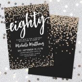 Invitation Black Gold Parties scintillant 80e anniversaire