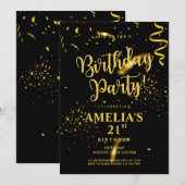 Invitation Black Gold Parties scintillant brillante Faisons l (Devant / Derrière)