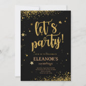 Invitation Black Gold Parties scintillant brillante Faisons l (Devant)