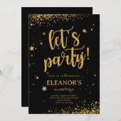 Invitation Black Gold Parties scintillant brillante Faisons l (Devant / Derrière)