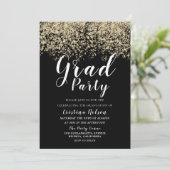 Invitation Black Gold Parties scintillant Garçon Fille Gradua (Debout devant)