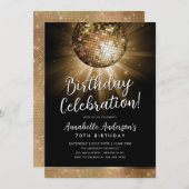 Invitation Black Gold Parties scintillant les années 70 Party (Devant / Derrière)