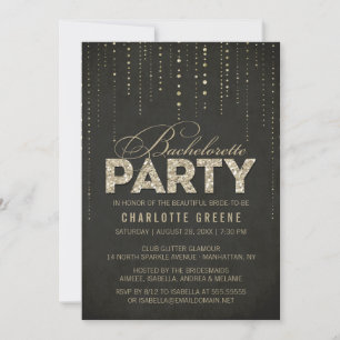 Invitation Black & Gold Parties scintillant Look Bachelorette
