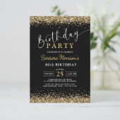 Invitation Black Gold Parties scintillant N'importe quel âge  (Debout devant)