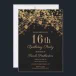 Invitation Black Gold Parties scintillant String Lights 16e a<br><div class="desc">Elégante invitation à la fête du 16ème anniversaire pour les filles avec de belles lumières à cordes dorées glittery et bokeh pétillant sur un arrière - plan noir. Le texte, la police et le libellé sont entièrement personnalisables à l'aide de l'outil de conception de Zazzle. Contactez-nous pour obtenir de l'aide...</div>