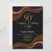 Invitation Black Gold Parties scintillant Surprise 80e fête d (Devant)