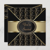 Invitation Black Gold Party (Devant / Derrière)