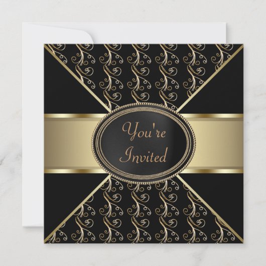 Invitation Black Gold Party (Devant)