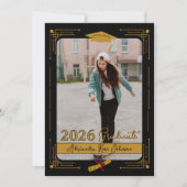 Invitation Black Gold Photo Class 2026 Graduate Announcement (Devant)