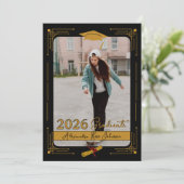 Invitation Black Gold Photo Class 2026 Graduate Announcement (Debout devant)
