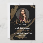 Invitation Black Gold Photographic Anniversaire Fête Invitati (Devant)