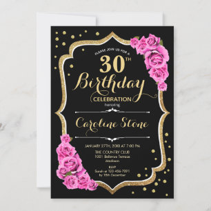 Invitation Black Gold Pink 30e anniversaire