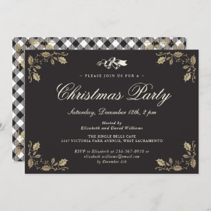 Invitation Black Gold Plated Fête de Noël