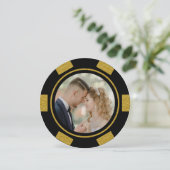 Invitation Black Gold Poker Chip Mariage Eloped Party (Debout devant)