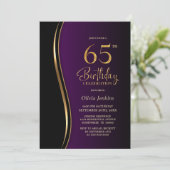 Invitation Black Gold Purple 65e fête d'anniversaire (Debout devant)